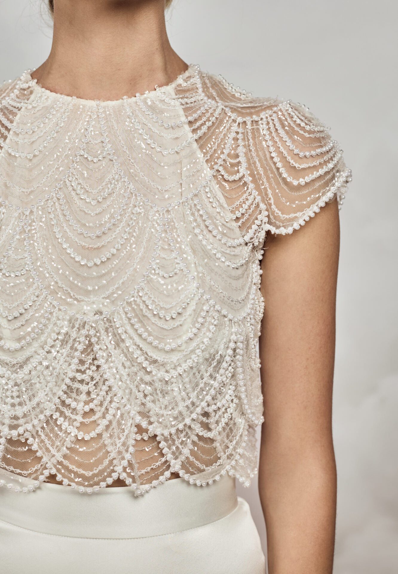 Brautfreundin Brautmode Mönchengladbach NRW Zweiteiler Perlentop Catherine Deane