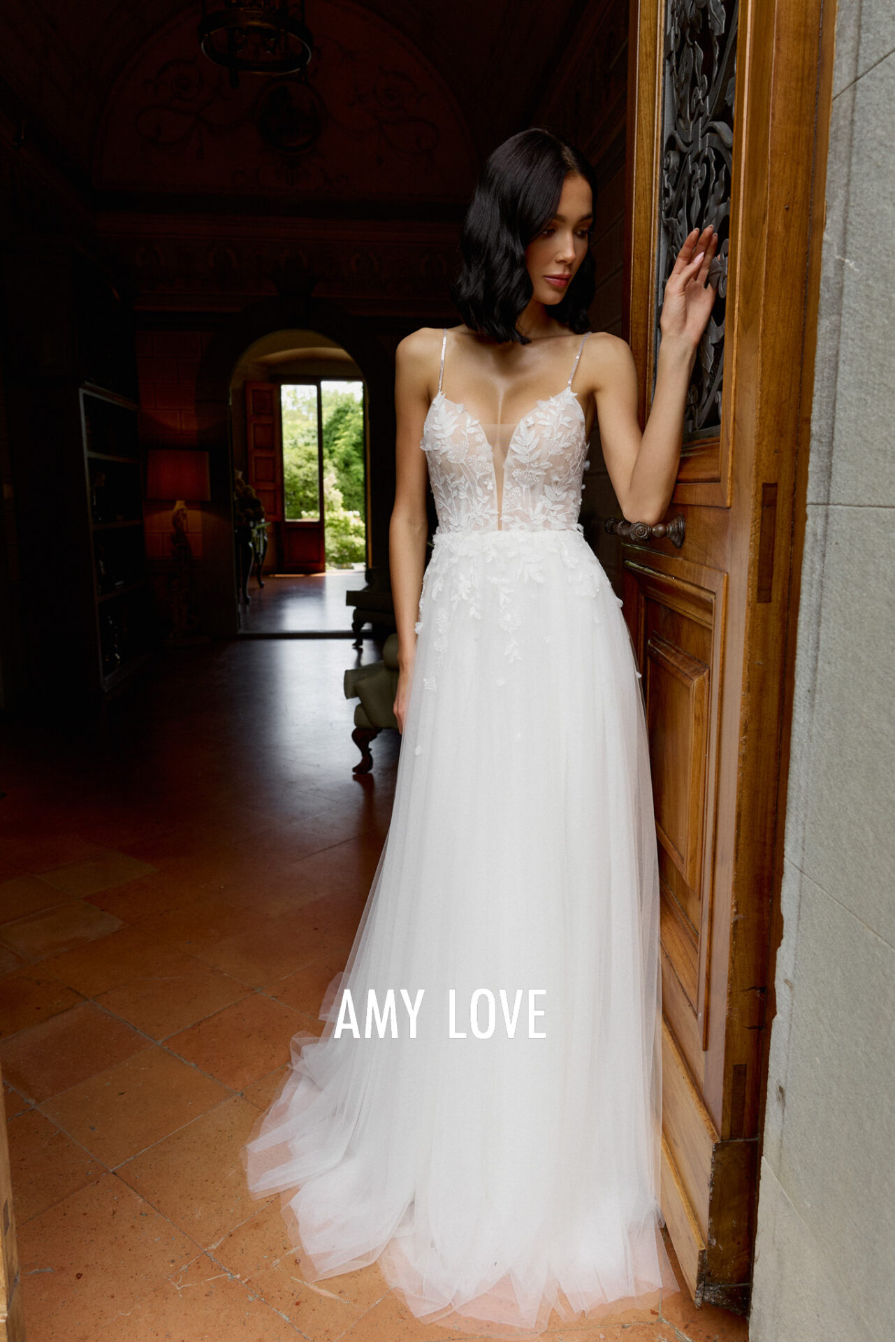 Amy love A-Linie Softtüll Spaghettiträger