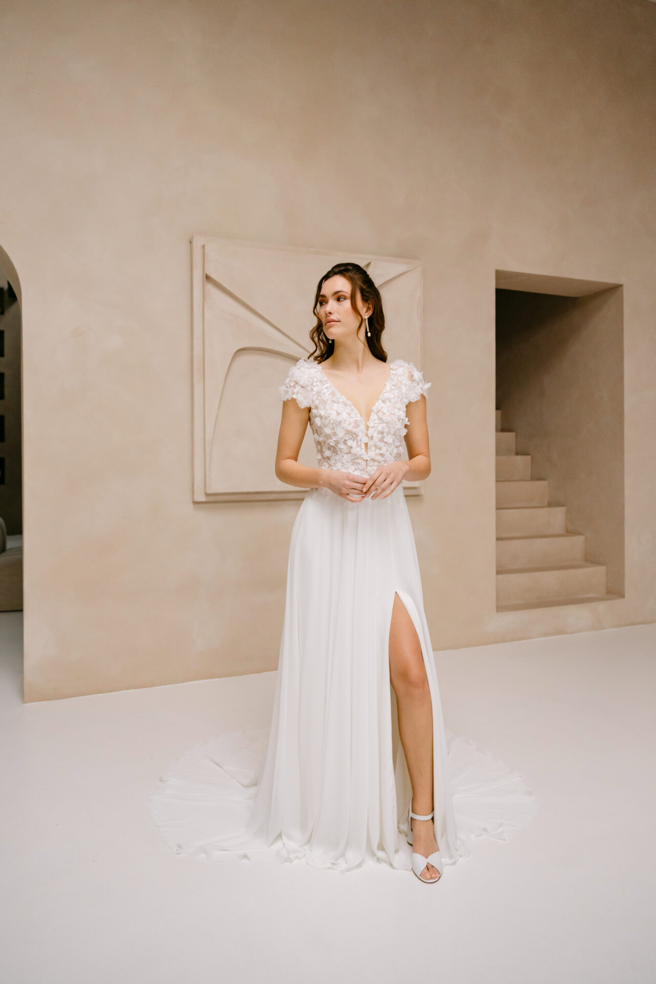 Marylise Florale Spitze Boho A-Linie