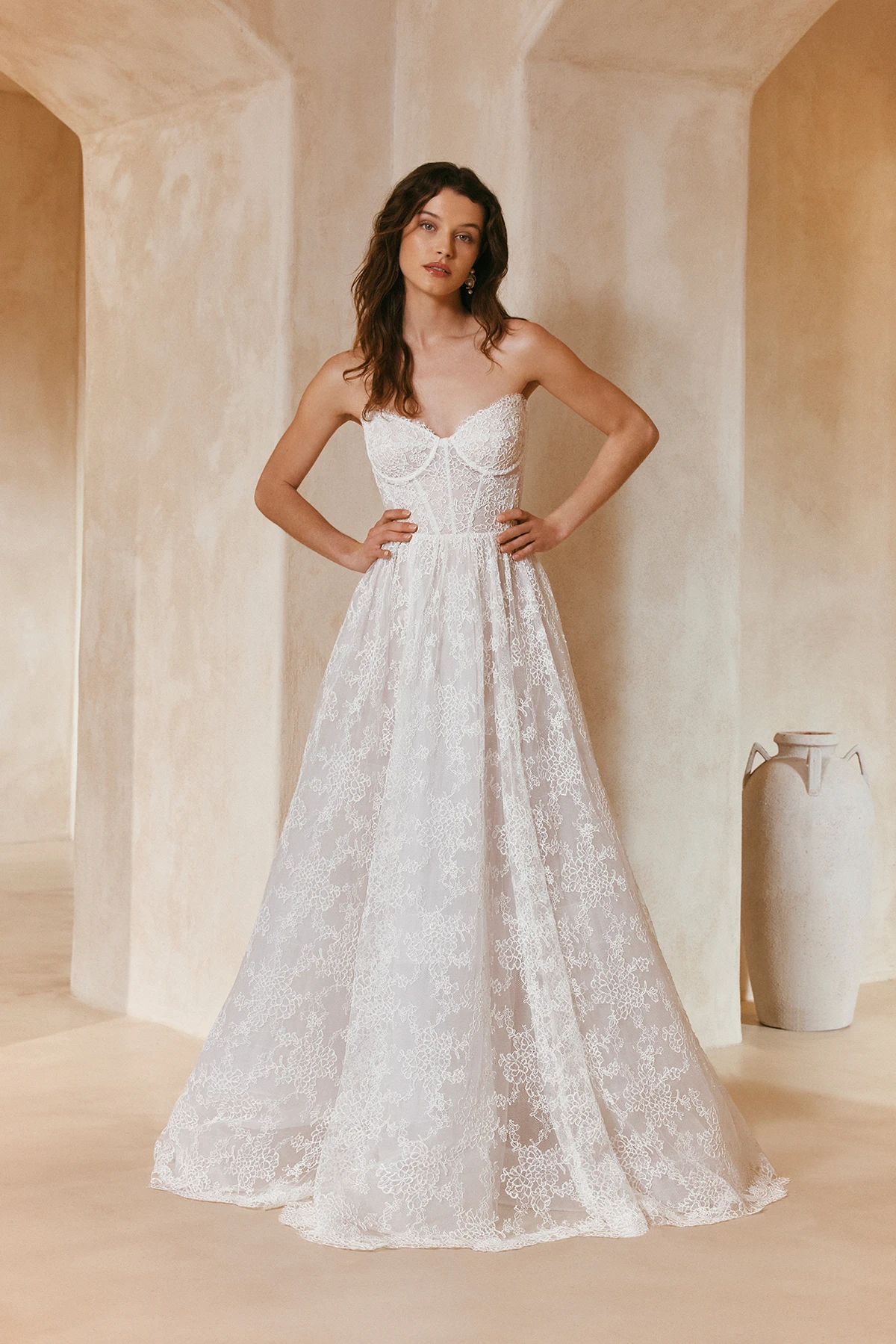 Anna Kara Nude Brautkleid A-Linie Spitze